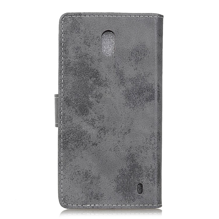 Retro Style Card Holder Leather Mobile Phone Case for Nokia 2 - Grey-3