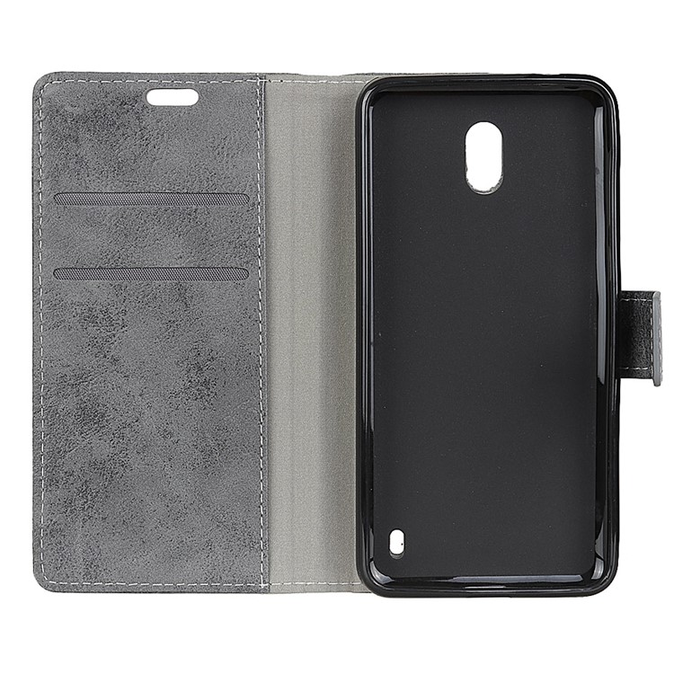 Retro Style Card Holder Leather Mobile Phone Case for Nokia 2 - Grey-6