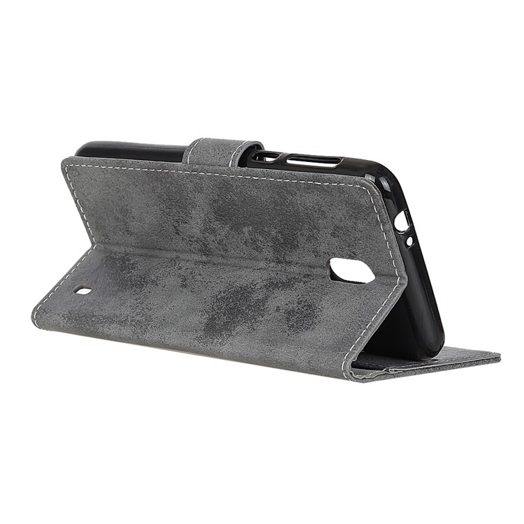 Retro Style Card Holder Leather Mobile Phone Case for Nokia 2 - Grey-7