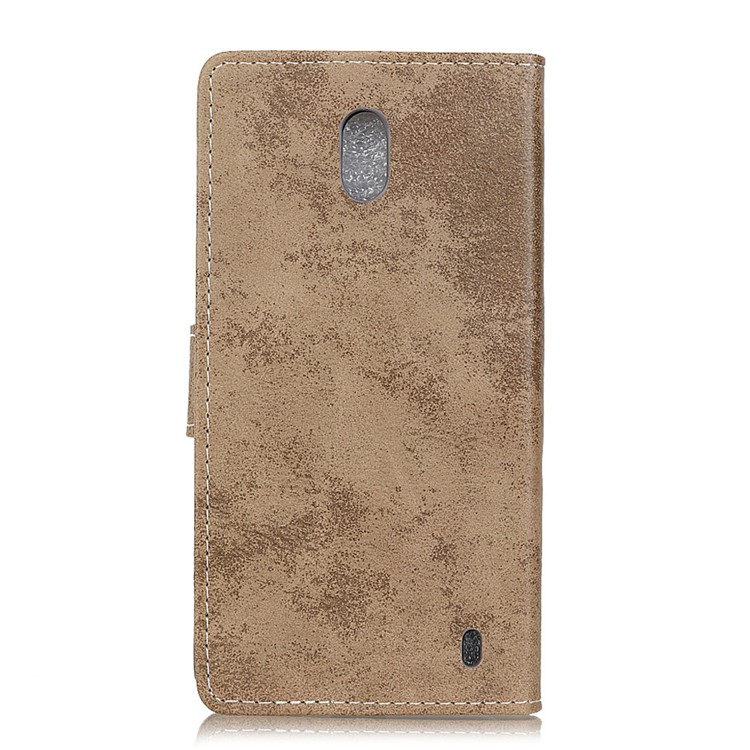 Retro Style Card Holder Leather Mobile Phone Cover for Nokia 2 - Khaki-3