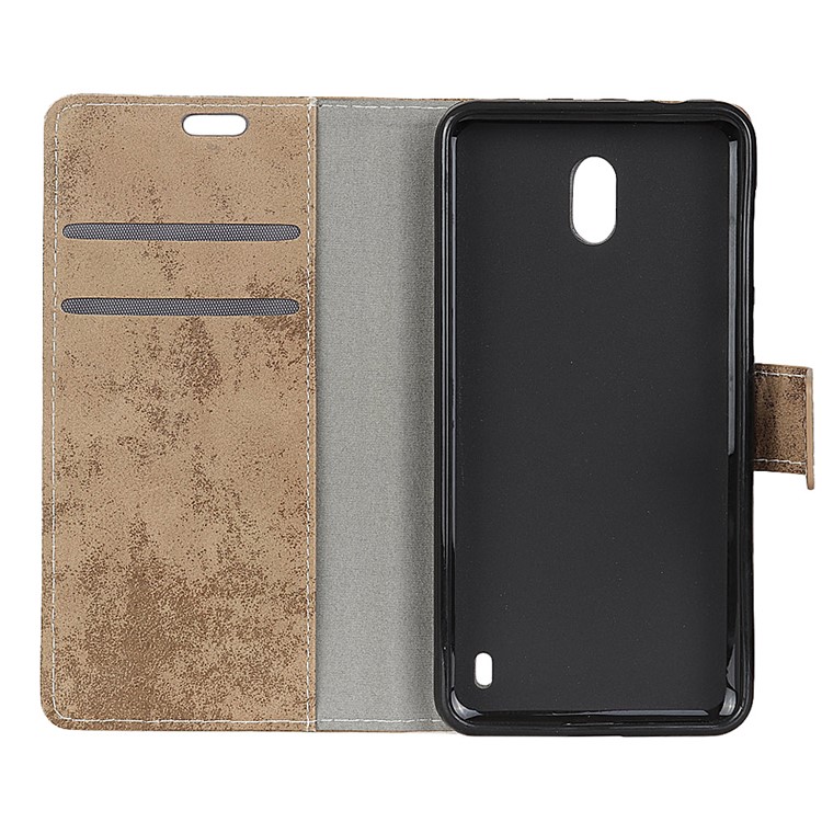 Retro Style Card Holder Leather Mobile Phone Cover for Nokia 2 - Khaki-6