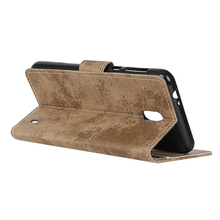 Retro Style Card Holder Leather Mobile Phone Cover for Nokia 2 - Khaki-7