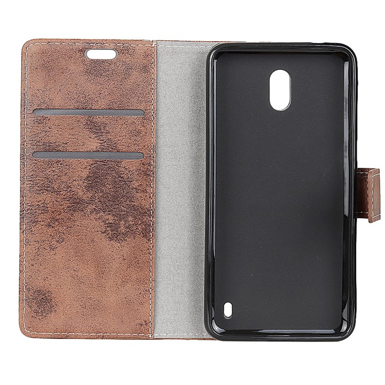 Retro Style Card Holder Leather Mobile Phone Casing Cover for Nokia 2 - Brown-6