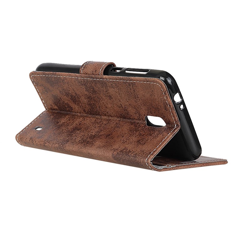 Retro Style Card Holder Leather Mobile Phone Casing Cover for Nokia 2 - Brown-7