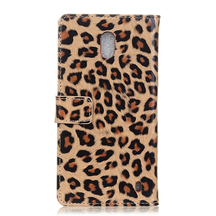 Glossy Leopard Wallet Leather Case Cover for Nokia 2 with Stand-3