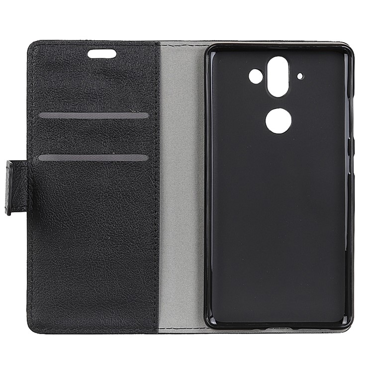 Folio Flip PU Leather Stand Wallet Mobile Phone Case for Nokia 9 - Black-5