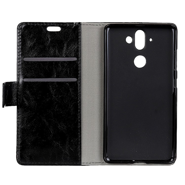 Crazy Horse Leather Wallet Case for Nokia 9 / 8 Sirocco - Black-5