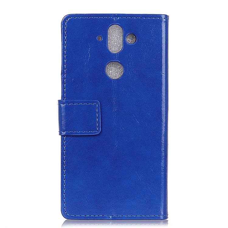 Crazy Horse Leather Wallet Stand Cellphone Cover Shell for Nokia 9 / 8 Sirocco - Blue-2