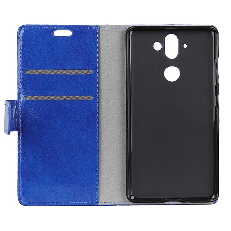 Crazy Horse Leather Wallet Stand Cellphone Cover Shell for Nokia 9 / 8 Sirocco - Blue-5