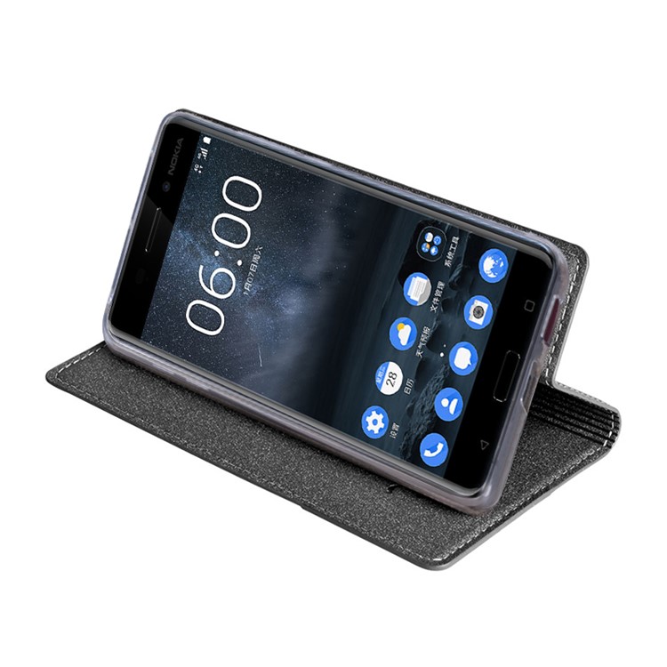 TSCASE Trajectory for Nokia 6 Flip Stand Leather Cellphone Case - Grey-4