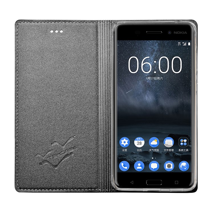 TSCASE Trajectory for Nokia 6 Flip Stand Leather Cellphone Case - Grey-5