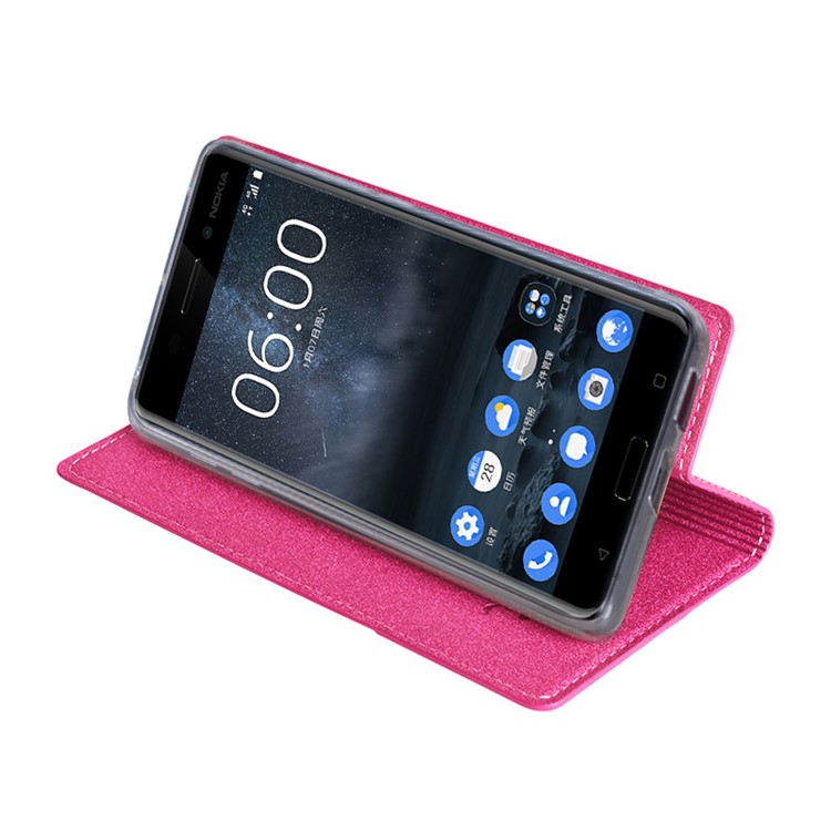 TSCASE Trajectory Leather Case for Nokia 6 with Supporting Stand - Rose-4
