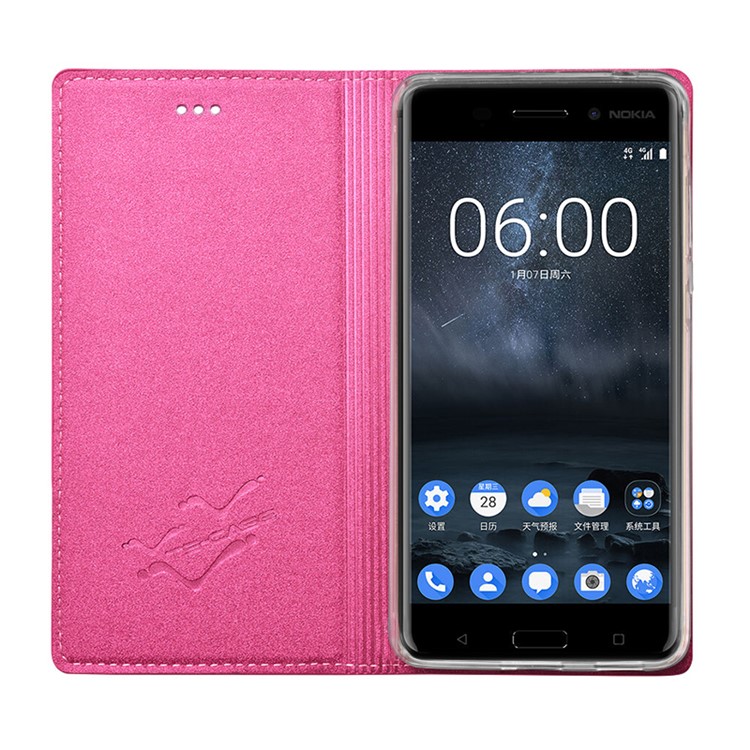 TSCASE Trajectory Leather Case for Nokia 6 with Supporting Stand - Rose-5