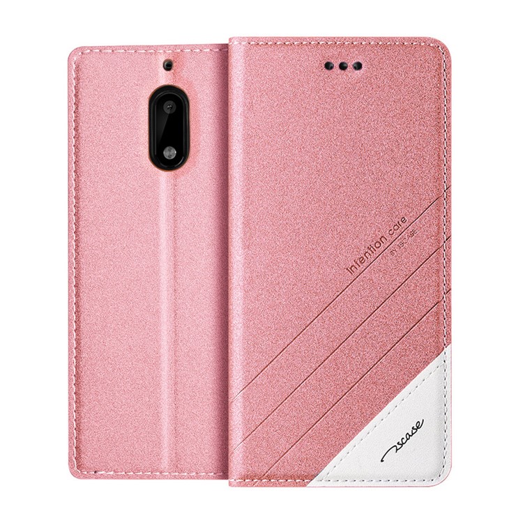 TSCASE Trajectory Flip Stand Leather Cover Accessory for Nokia 6 - Pink-1
