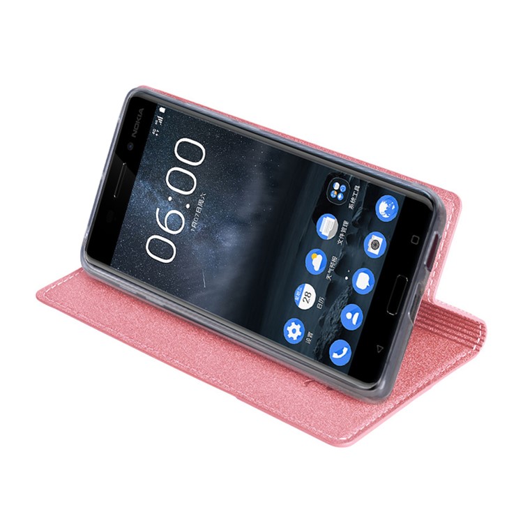TSCASE Trajectory Flip Stand Leather Cover Accessory for Nokia 6 - Pink-4