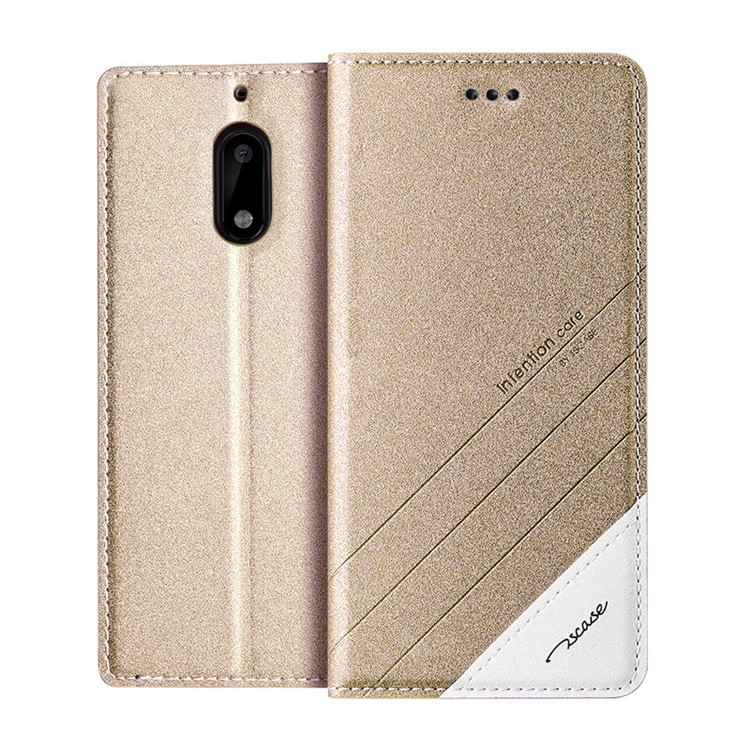 TSCASE Trajectory Leather Cover for Nokia 6 with Stand Function - Gold-1