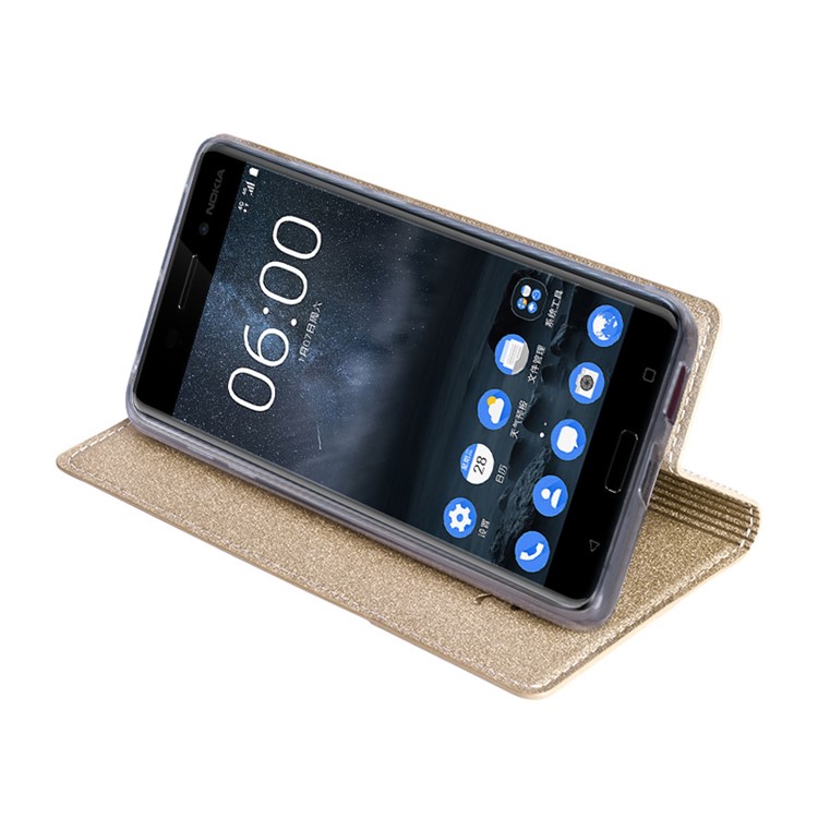 TSCASE Trajectory Leather Cover for Nokia 6 with Stand Function - Gold-4