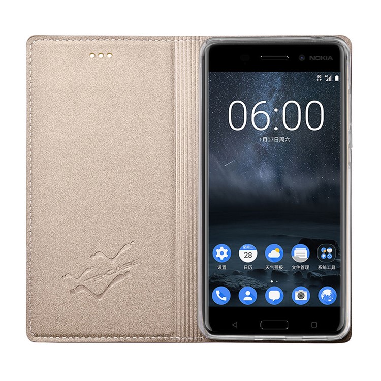 TSCASE Trajectory Leather Cover for Nokia 6 with Stand Function - Gold-5