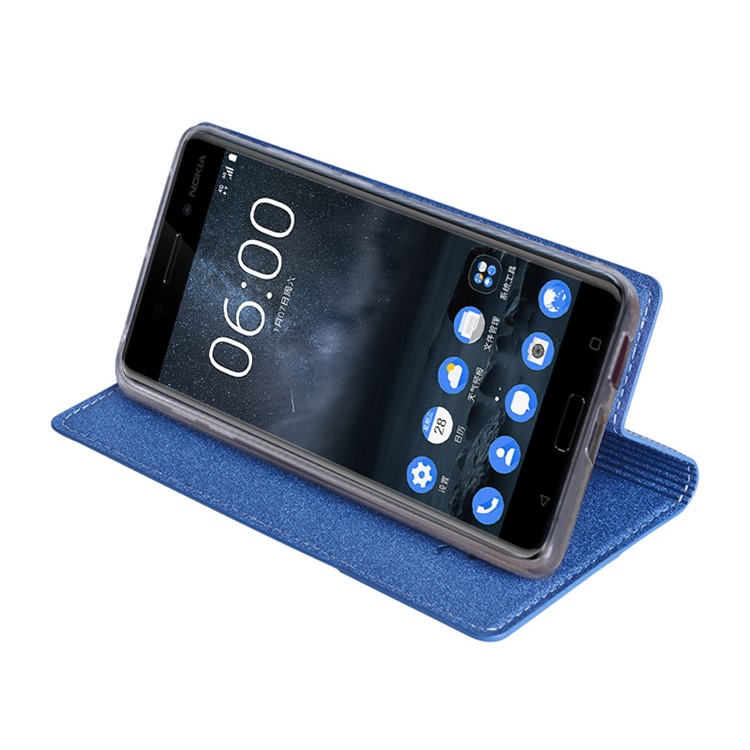 TSCASE Trajectory Flip Stand Leather Mobile Casing Case for Nokia 6 - Blue-4