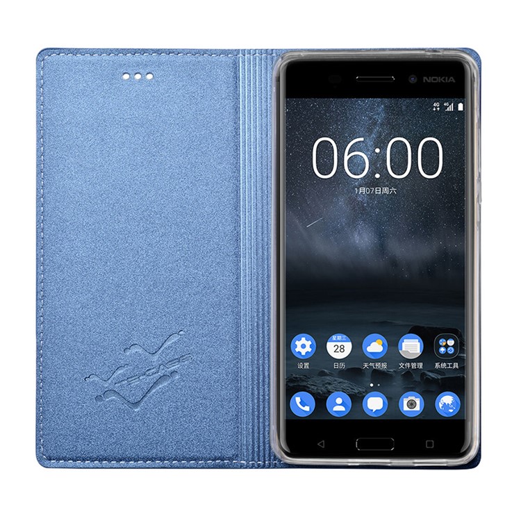 TSCASE Trajectory Flip Stand Leather Mobile Casing Case for Nokia 6 - Blue-5