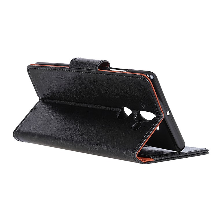Textured Split Leather Stand Wallet Phone Case for Nokia 9 / 8 Sirocco - Black-6