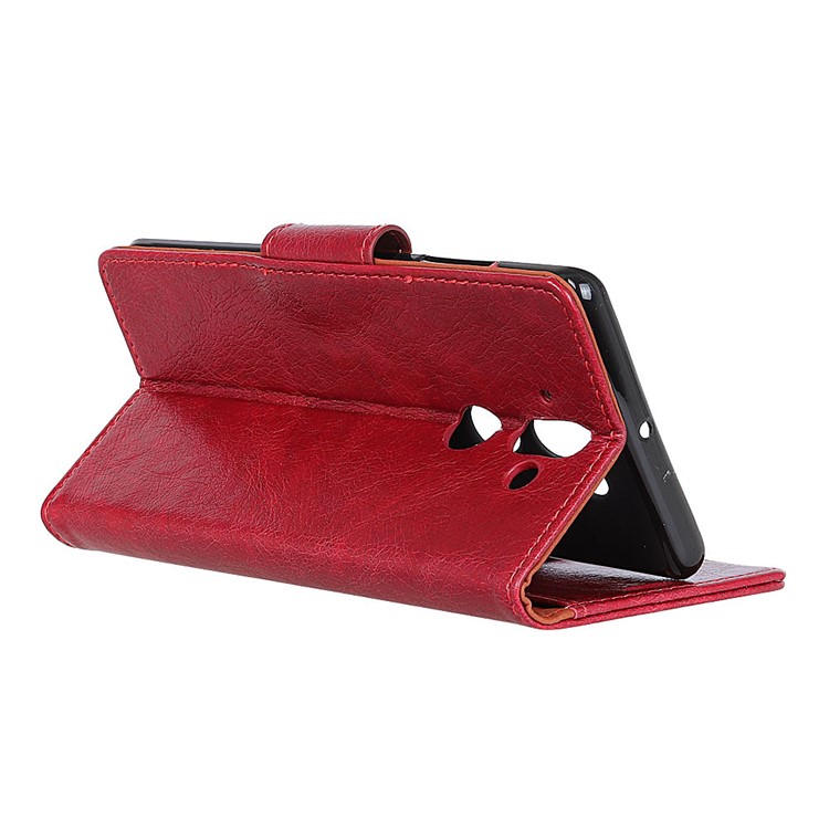 Textured Split Leather Stand Wallet Phone Cover for Nokia 9 / 8 Sirocco - Red-6