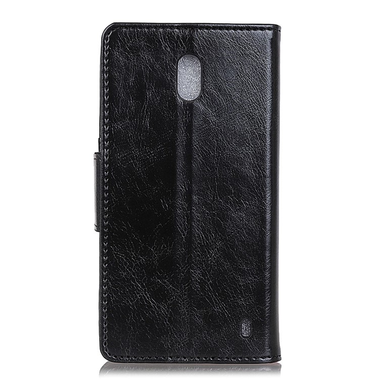 Textured Split Leather Stand Case with Card Slots for Nokia 2 - Black-3