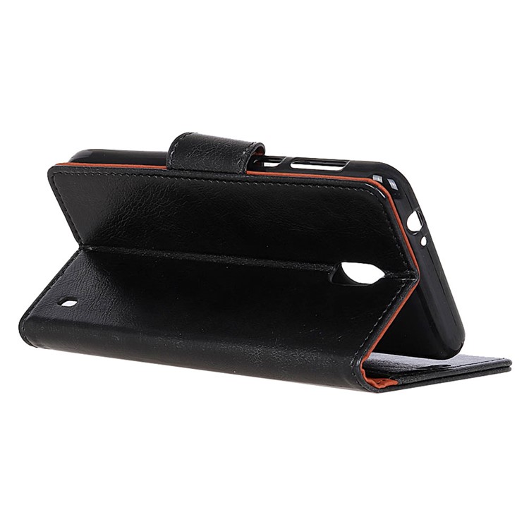 Textured Split Leather Stand Case with Card Slots for Nokia 2 - Black-6