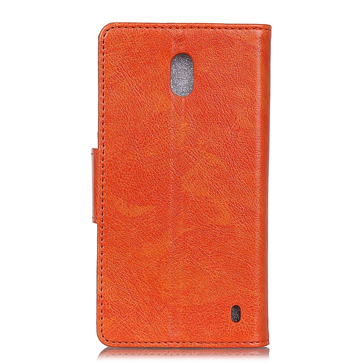 Textured Split Leather Wallet Case Cover for Nokia 2 - Orange-3
