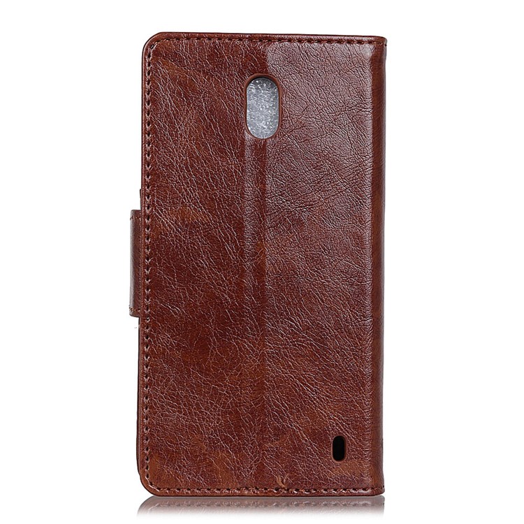 Textured Split Leather Card Holder Case with Stand for Nokia 2 - Brown-3