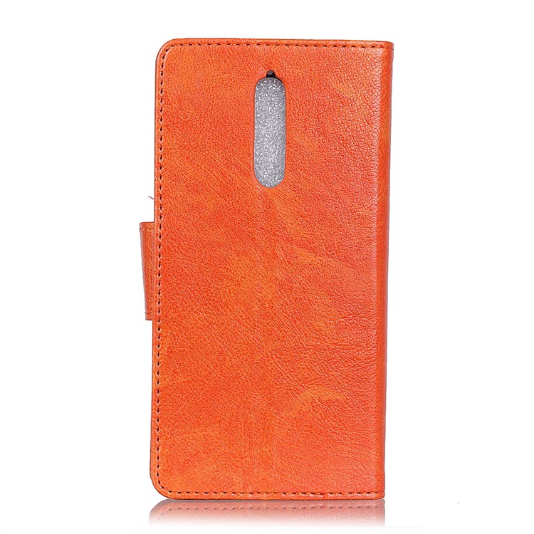 Textured Split Leather Stand Case with Card Slots for Nokia 8 - Orange-3