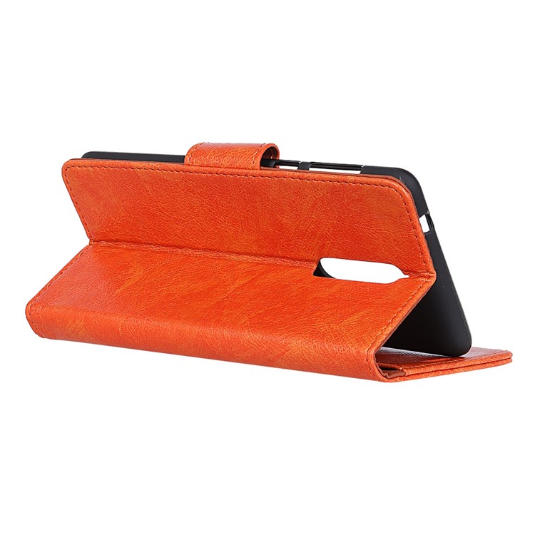 Textured Split Leather Stand Case with Card Slots for Nokia 8 - Orange-6