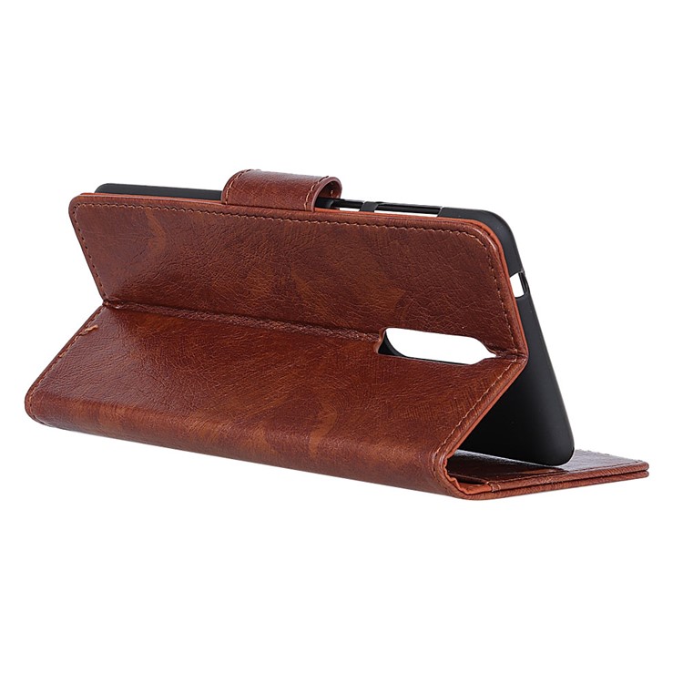 Textured Split Leather Stand Cover with Card Slots for Nokia 8 - Brown-6