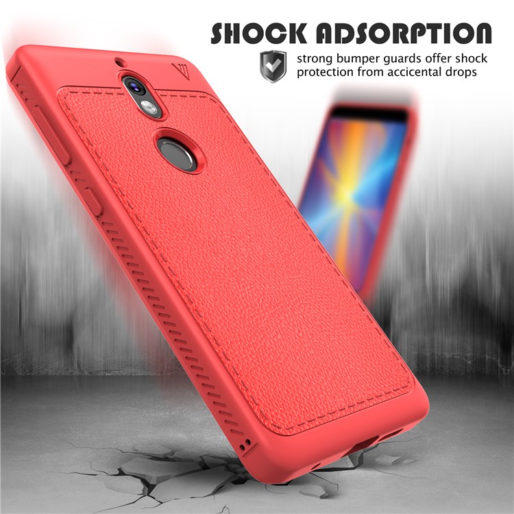 IVSO Gentry Series Leather Coated Soft TPU Back Cover for Nokia 7 - Red-4