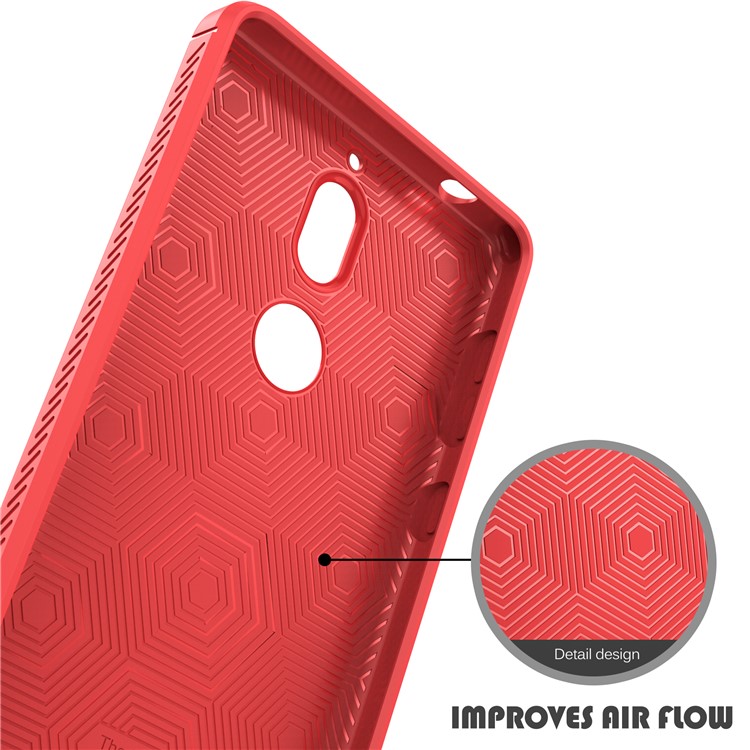 IVSO Gentry Series Leather Coated Soft TPU Back Cover for Nokia 7 - Red-7