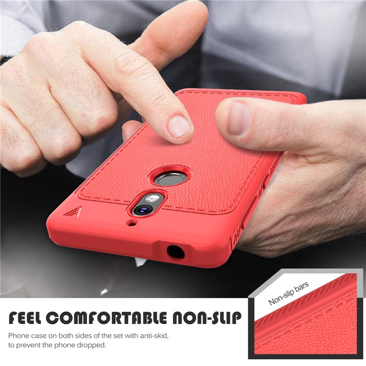 IVSO Gentry Series Leather Coated Soft TPU Back Cover for Nokia 7 - Red-8