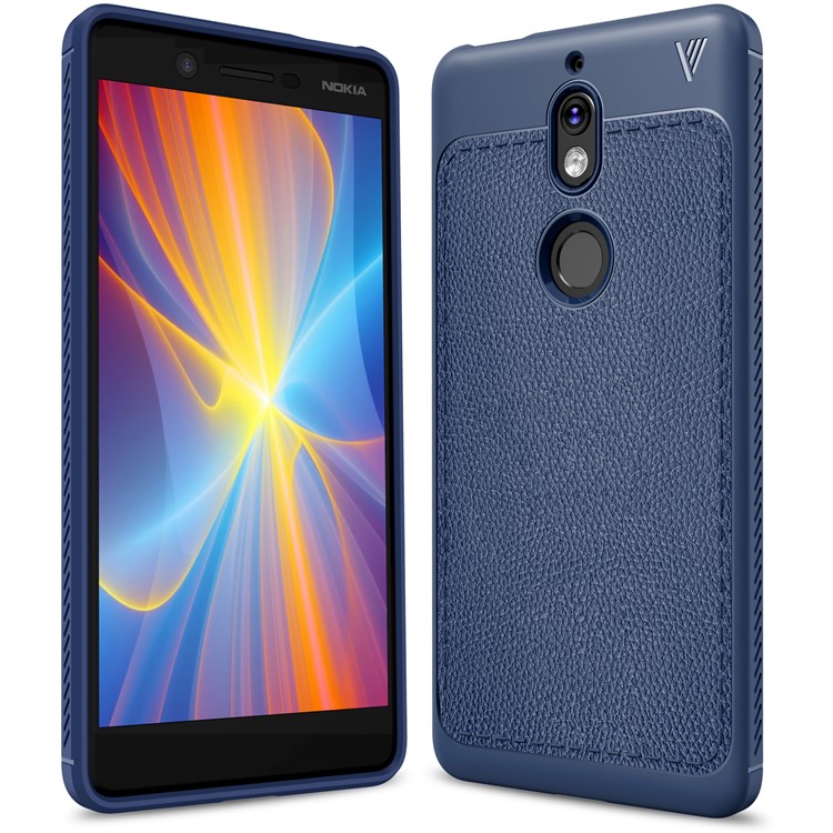 IVSO Gentry Series Leather Coated TPU Mobile Casing for Nokia 7 - Dark Blue-1