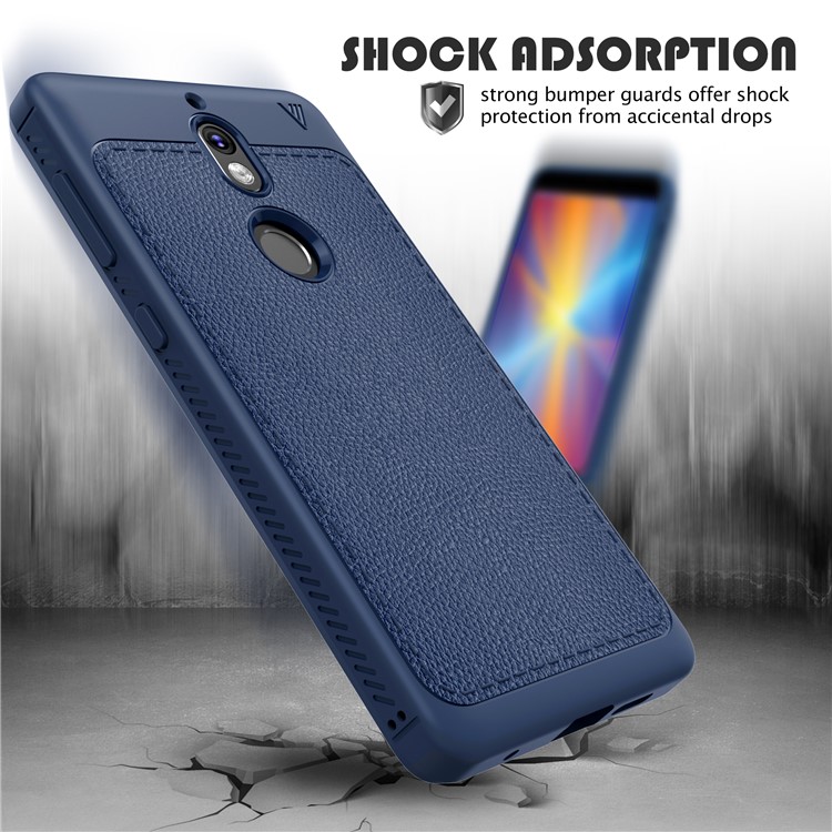 IVSO Gentry Series Leather Coated TPU Mobile Casing for Nokia 7 - Dark Blue-4