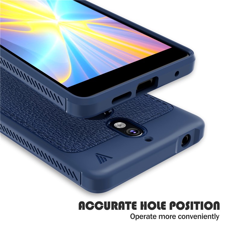 IVSO Gentry Series Leather Coated TPU Mobile Casing for Nokia 7 - Dark Blue-5