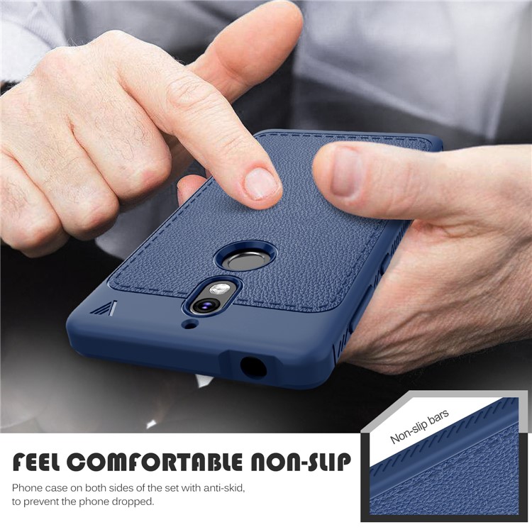 IVSO Gentry Series Leather Coated TPU Mobile Casing for Nokia 7 - Dark Blue-8