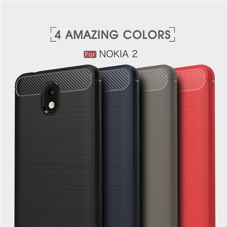 For Nokia 2 Carbon Fiber Texture Brushed TPU Back Case - Black-11