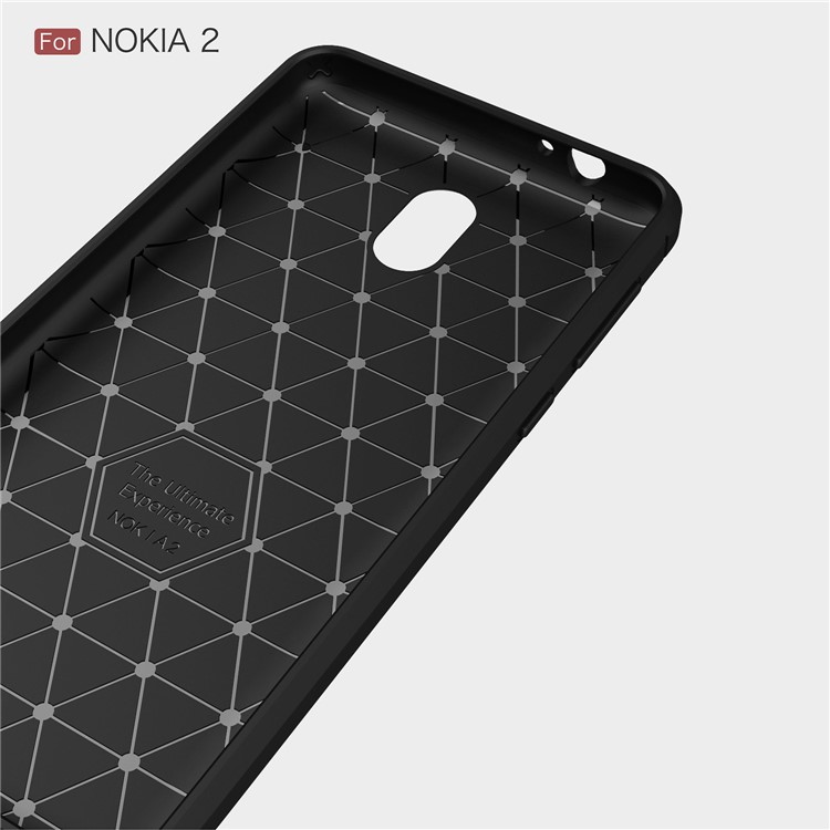 For Nokia 2 Carbon Fiber Texture Brushed TPU Back Case - Black-5