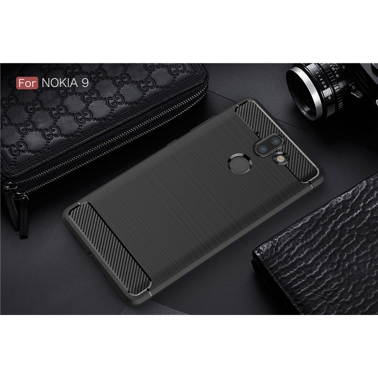 Carbon Fiber Texture Brushed TPU Back Phone Case for Nokia 9 / 8 Sirocco - Black-10