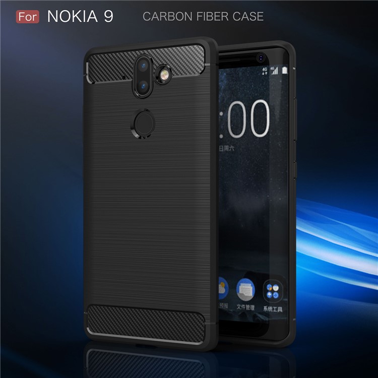 Carbon Fiber Texture Brushed TPU Back Phone Case for Nokia 9 / 8 Sirocco - Black-2