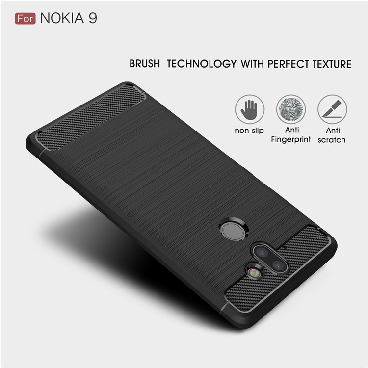 Carbon Fiber Texture Brushed TPU Back Phone Case for Nokia 9 / 8 Sirocco - Black-3