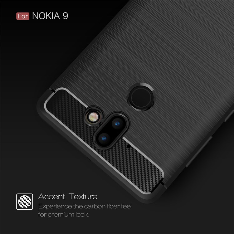 Carbon Fiber Texture Brushed TPU Back Phone Case for Nokia 9 / 8 Sirocco - Black-4