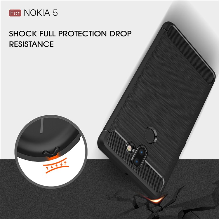 Carbon Fiber Texture Brushed TPU Back Phone Case for Nokia 9 / 8 Sirocco - Black-6