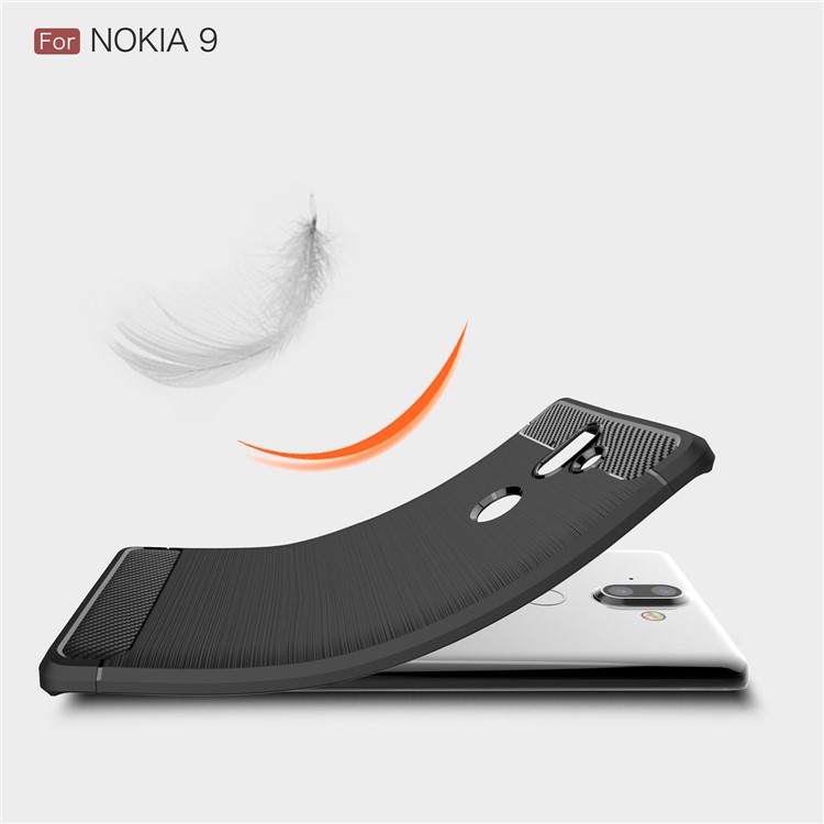 Carbon Fiber Texture Brushed TPU Back Phone Case for Nokia 9 / 8 Sirocco - Black-7