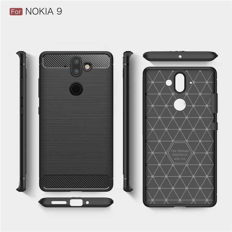Carbon Fiber Texture Brushed TPU Back Phone Case for Nokia 9 / 8 Sirocco - Black-9