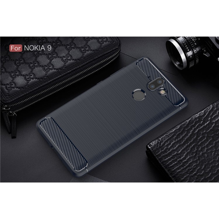 Carbon Fiber Texture Brushed TPU Mobile Casing for Nokia 9 / 8 Sirocco - Dark Blue-2